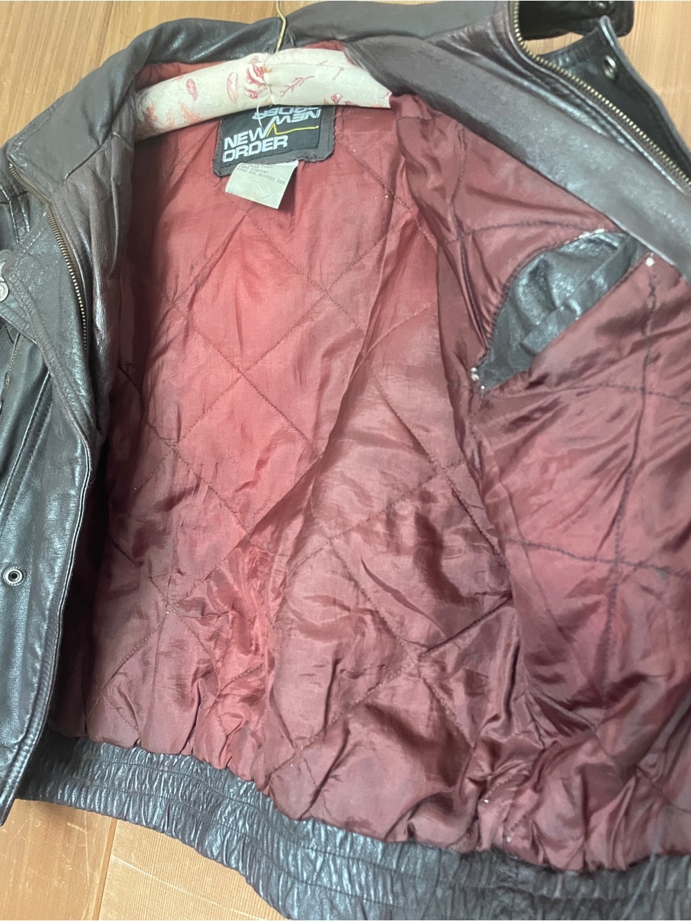 Brown Leather Bomber Jacket - Picture 4 of 10